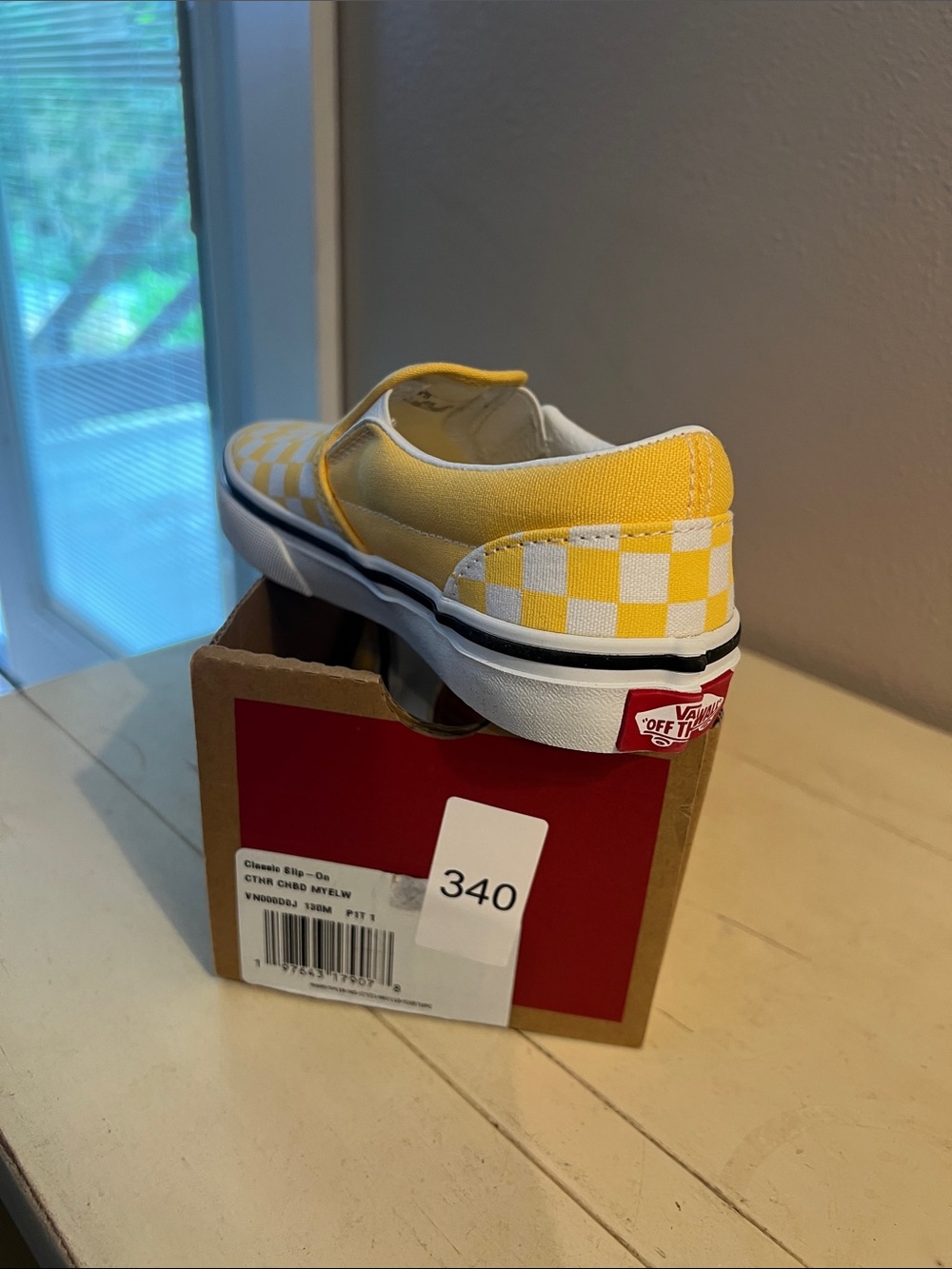 Vans Kids Slip-On Checkerboard Sneakers — Yellow & White